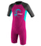 Toddler Reactor-2 2mm Back Zip S/S Spring - Girls - berry/lightaqua/graphite